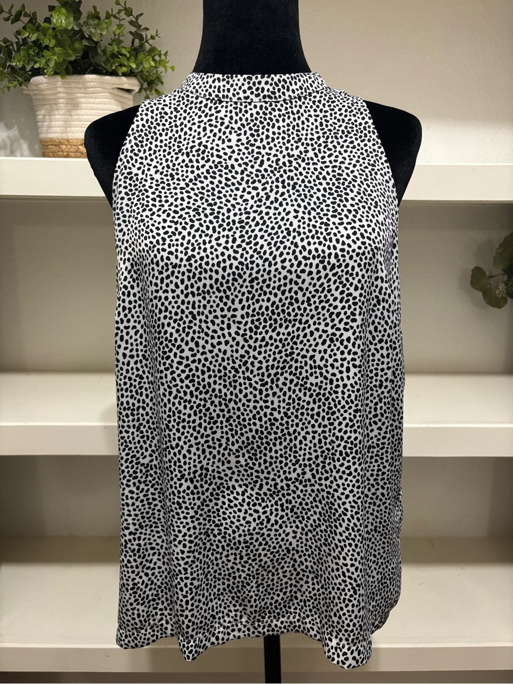 Black & White Dalmatian Print Sleeveless Dress